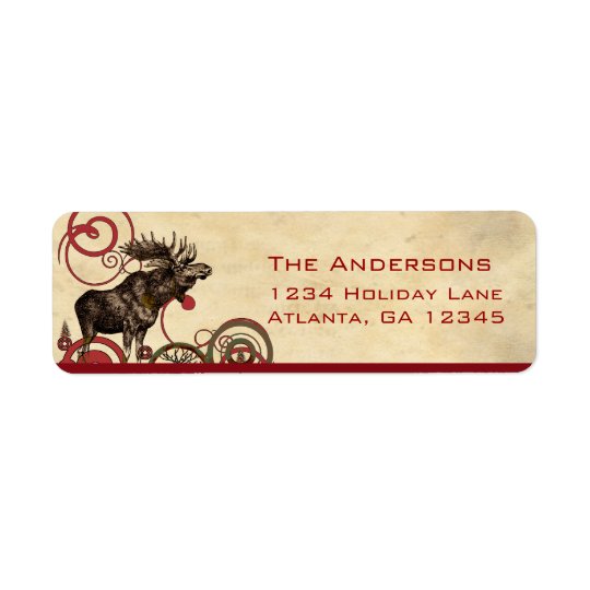 Red Pine Moose Trees Return Address Label | Zazzle.com