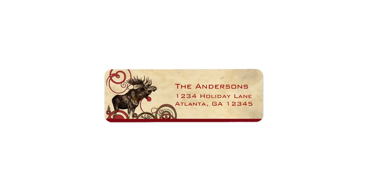 Red Pine Moose Trees Return Address Label | Zazzle.com