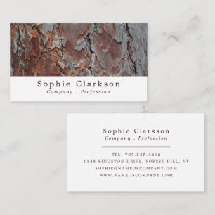 Red Pine Tree Bark Wood Effect, Rustic Business Card