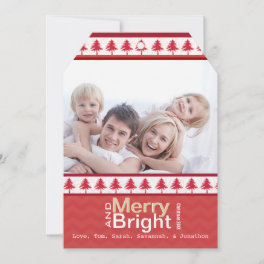 Red Pine Tree Merry and Bright Family Photo Card