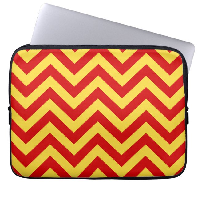 Red, Pineapple Large Chevron ZigZag Pattern Laptop Sleeve (Front)