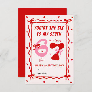 Red Pink 6 7 Meme Coquette Bow Valentines Day Card
