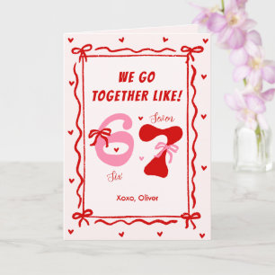 Red Pink 6 7 Meme Coquette Bow Valentines Day Card
