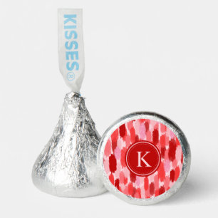 Red Pink Abstract Brushstrokes Pattern Monogram Hershey®'s Kisses®