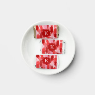 Red Pink Abstract Brushstrokes Pattern Monogram Hershey's Miniatures