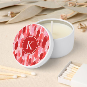 Red Pink Abstract Brushstrokes Pattern Monogram  Mini Candle Favors