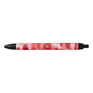 Red Pink Abstract Brushstrokes Pattern Monogram Pen