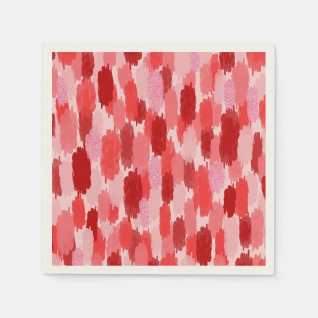 Red Pink Abstract Brushstrokes Pattern Napkins (Front)