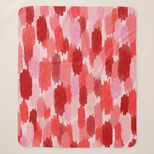 Red Pink Abstract Brushstrokes Pattern Sherpa Blanket