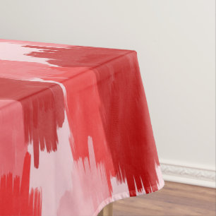 Red Pink Abstract Brushstrokes Pattern Tablecloth