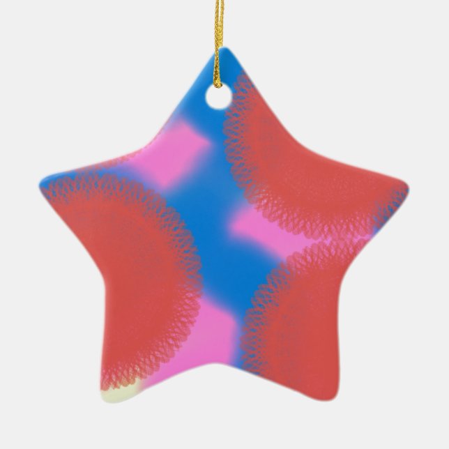 red pink and blue 56789 abstract art ceramic ornament (Front)