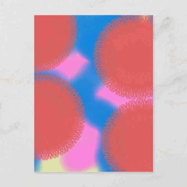 red pink and blue 56789 abstract art postcard (Front)