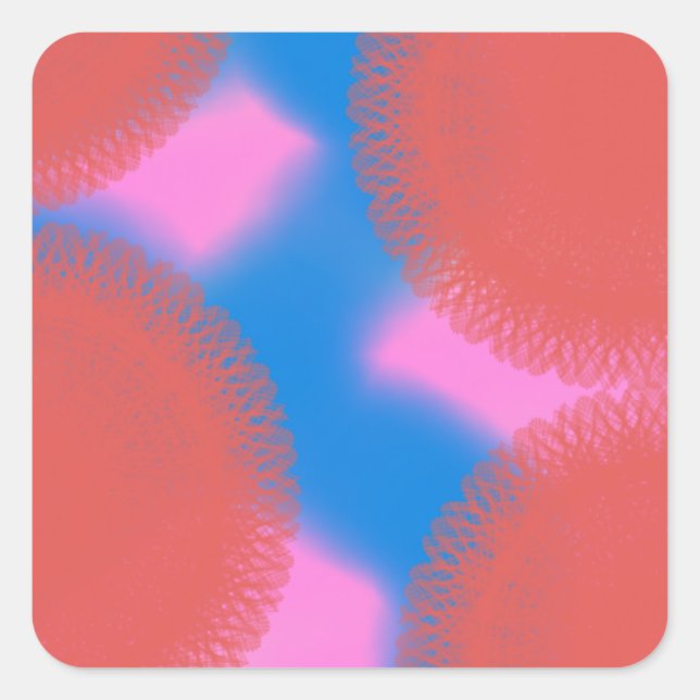 red pink and blue 56789 abstract art square sticker (Front)