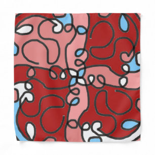 Red, Pink, and Blue Floral Abstract Bandana