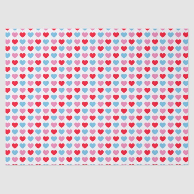 Red, Pink And Blue Hearts Tissue Paper (Front)