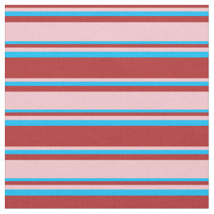 Red, Pink, and Deep Sky Blue Lines Pattern Fabric