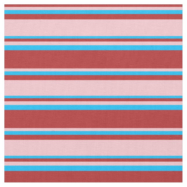 Red, Pink, and Deep Sky Blue Lines Pattern Fabric (Close Up)