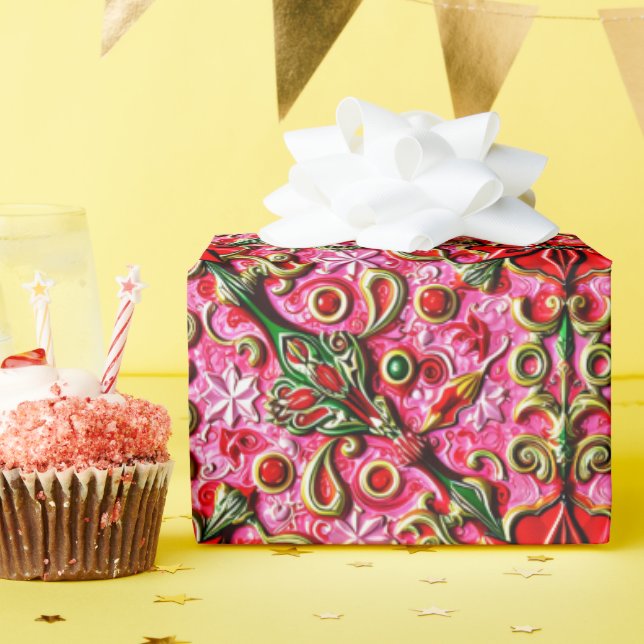 ~ Red, Pink and Gold ~  Wrapping Paper (Birthday Party)