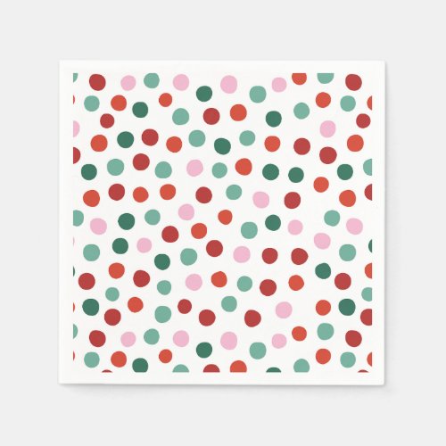 Red Pink and Green Confetti Kids Christmas  Napkins