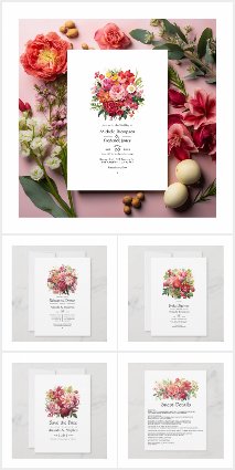 Red, Pink, and Green Floral Wedding