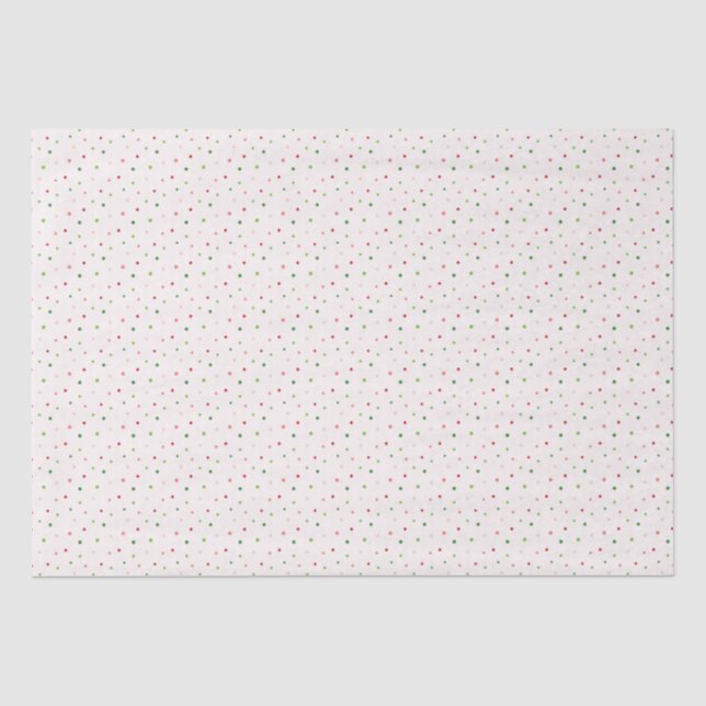 Red, Pink and Green Polka Dots Christmas Pattern Tissue Paper (Front)