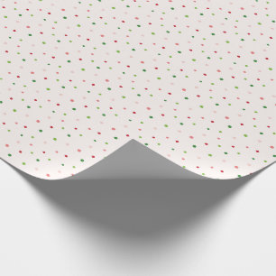 Red, Pink and Green Polka Dots Christmas Pattern Wrapping Paper
