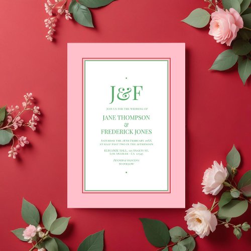 Red Pink and Green Wedding Invitation