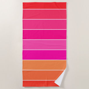 Red, Pink and Orange Stripes Beach Towel