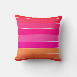 Red, Pink and Orange Stripes Throw Pillow