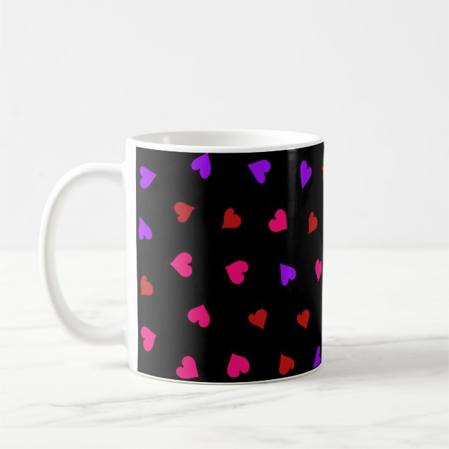 Red, Pink and Purple Hearts pattern Coffee Mug (Left)