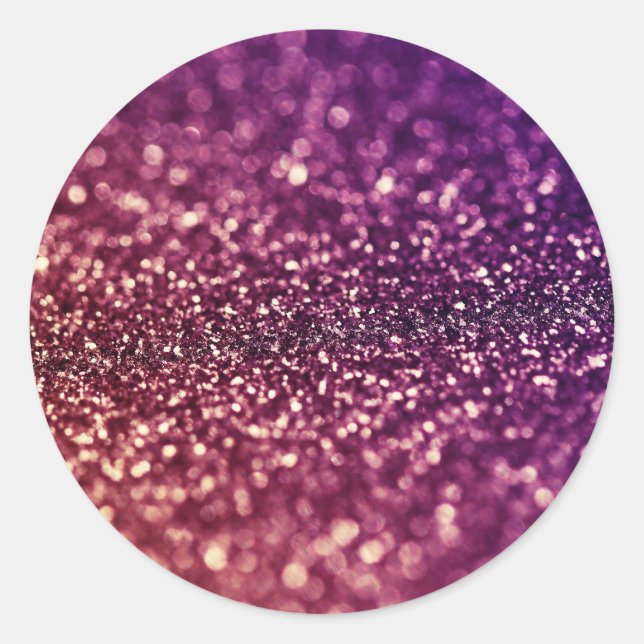 Red Pink and Purple Sparkle Diva Glitter Design Classic Round Sticker (Front)