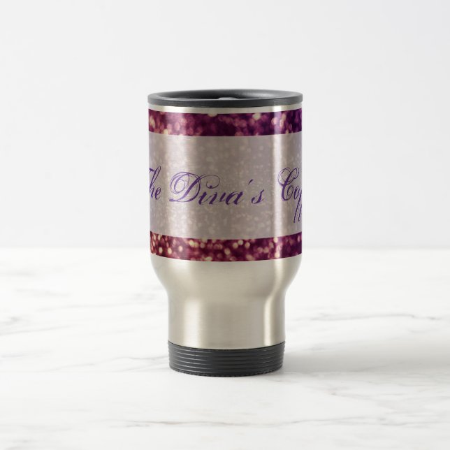 Red Pink and Purple Sparkle Diva Glitter Design Travel Mug (Center)