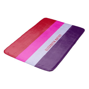 Red, Pink and Purple Stripes Pattern Bath Mat