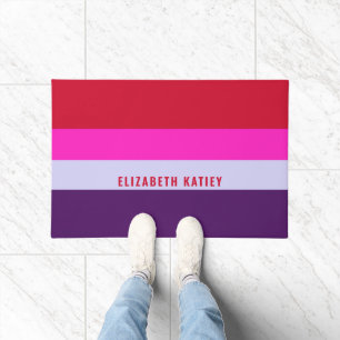 Red, Pink and Purple Stripes Pattern Doormat