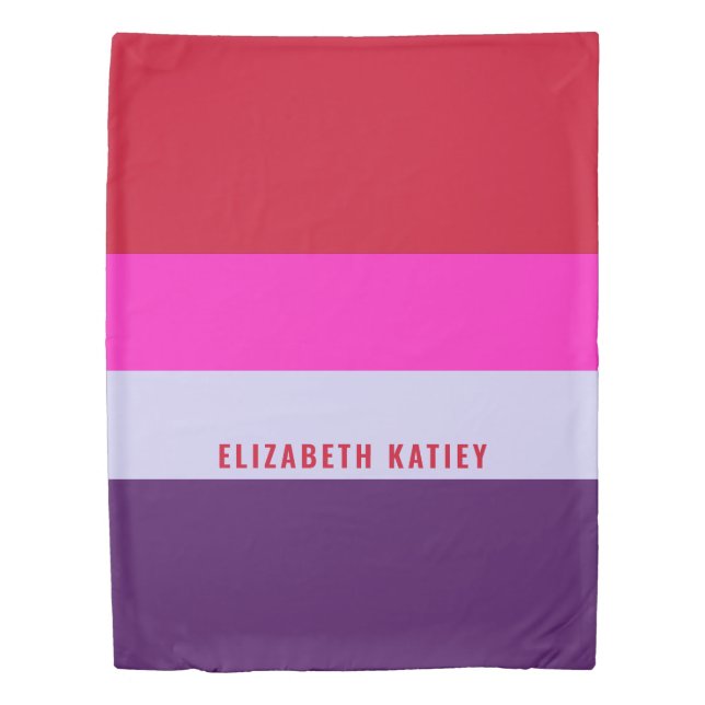 Red, Pink and Purple Stripes Pattern  Duvet Cover (Front)