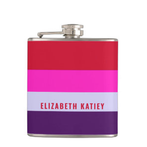 Red, Pink and Purple Stripes Pattern  Flask
