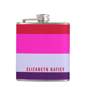 Red, Pink and Purple Stripes Pattern Flask