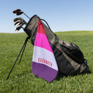 Red, Pink and Purple Stripes Pattern  Golf Towel