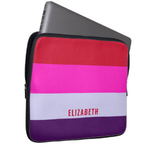 Red, Pink and Purple Stripes Pattern Laptop Sleeve