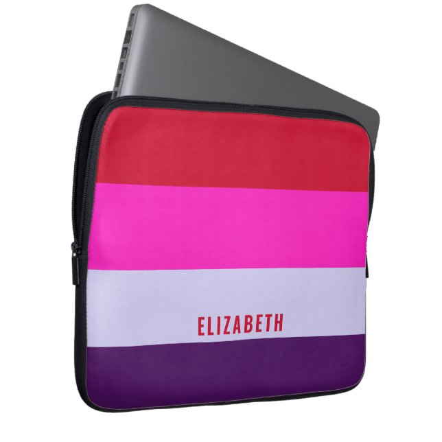 Red, Pink and Purple Stripes Pattern  Laptop Sleeve (Front Right)