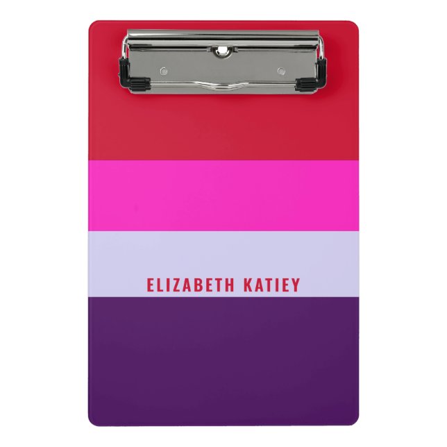 Red, Pink and Purple Stripes Pattern  Mini Clipboard (Front)