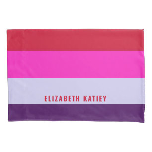 Red, Pink and Purple Stripes Pattern  Pillow Case