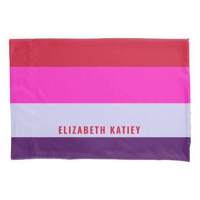 Red, Pink and Purple Stripes Pattern  Pillow Case (Front)