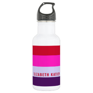 Red, Pink and Purple Stripes Pattern  Stainless Steel Water Bottle