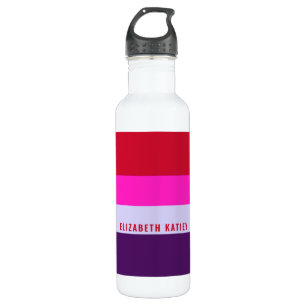Red, Pink and Purple Stripes Pattern  Stainless Steel Water Bottle