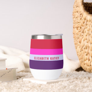 Red, Pink and Purple Stripes Pattern Thermal Wine Tumbler