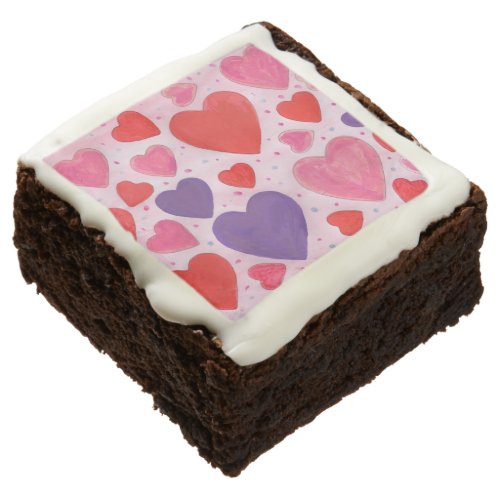 Red Pink and Purple Valentines Day Hearts Design Brownie