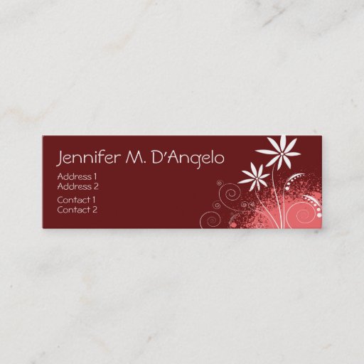 Customizable Red, Pink and White Flowers Business Card Template