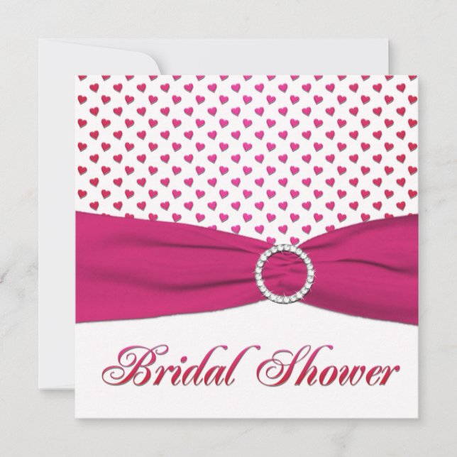 Red, Pink, and White Hearts Bridal Shower Invite (Front)