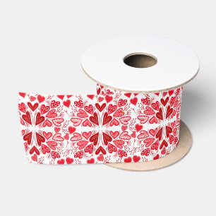 Red, Pink and White Hearts Love Satin Ribbon